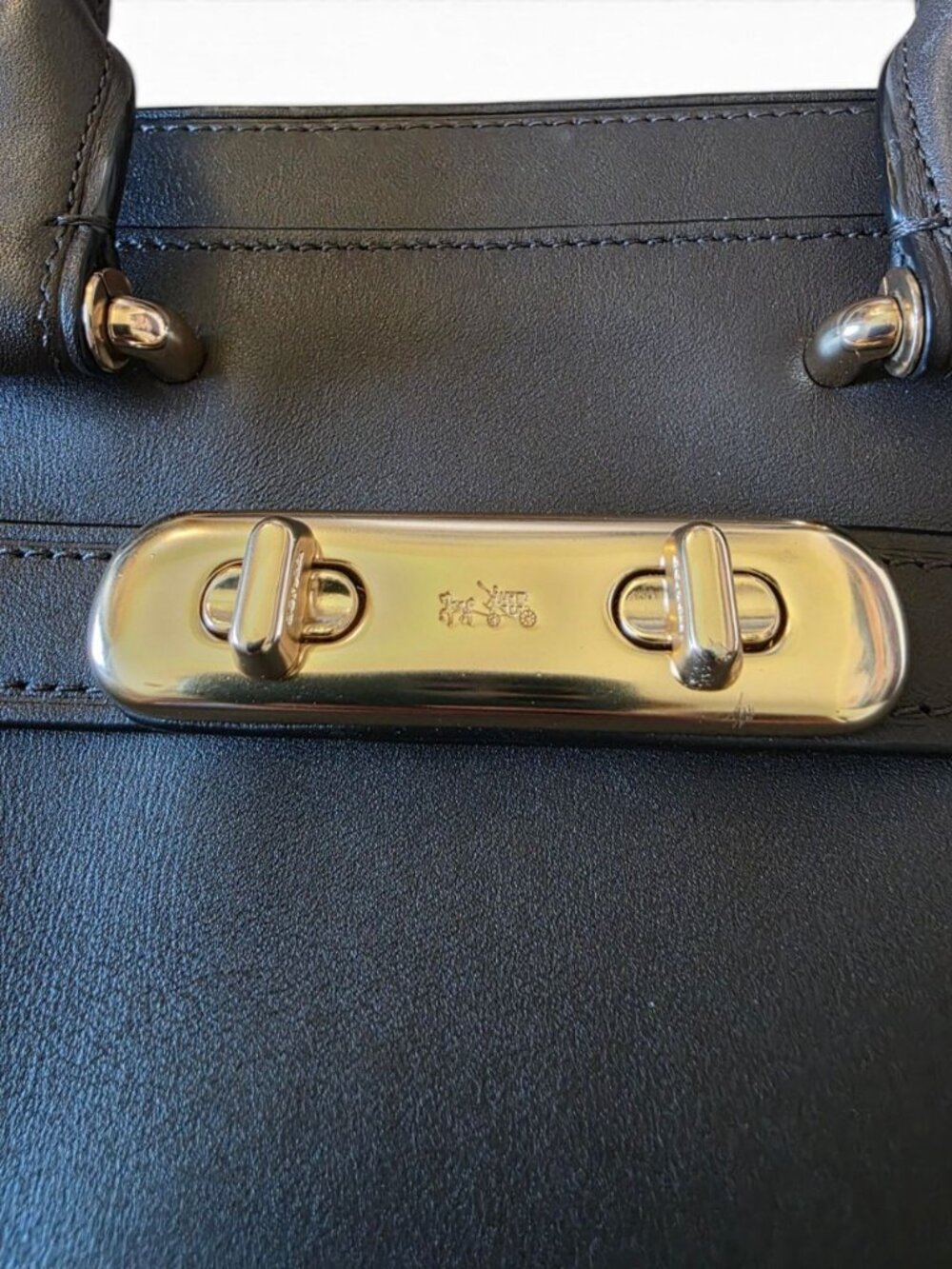 Coach Swagger 27 Gray Brown Glovetanned Leather Gold Satchel 12111 Authentic - Picture 9 of 16